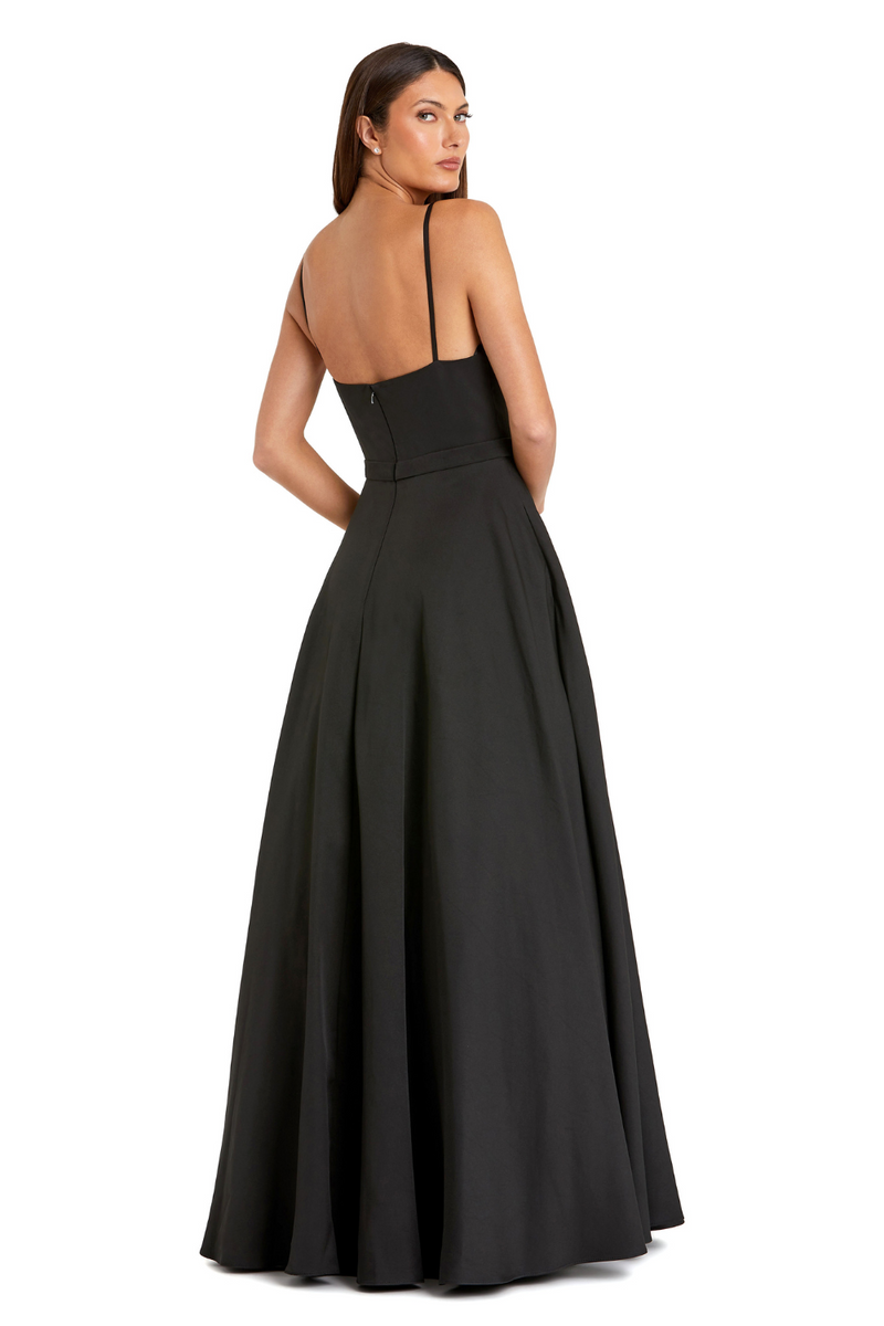 48855-V-Neck Ballgown-Black by Mac Duggal in black color for women Worldwide