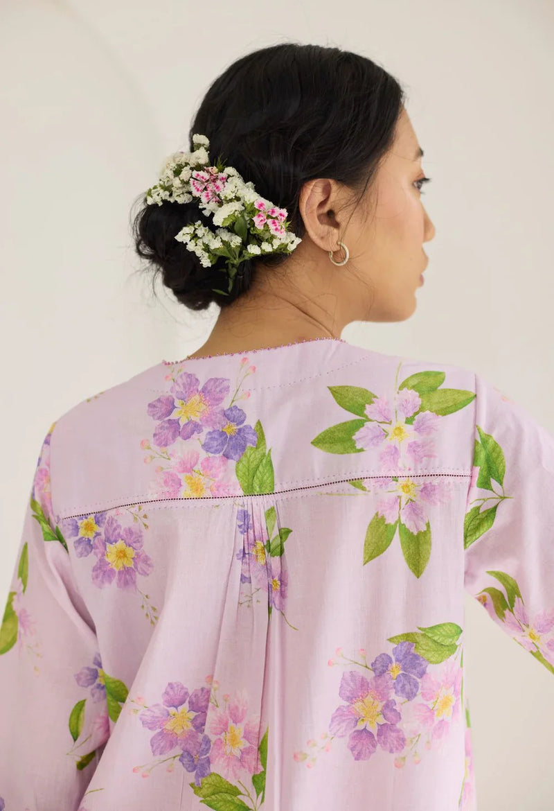 Lilac Jarul Short Kurta Set cotton by Nadiya Paar for women Worldwide