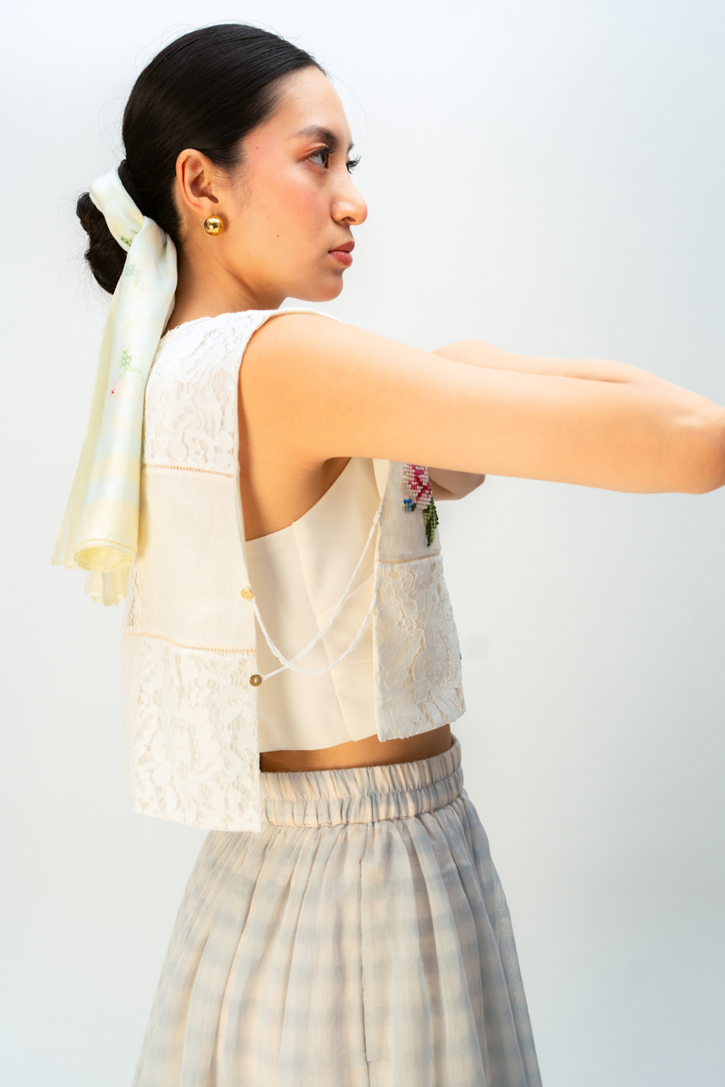 LEMON WISHPER BIB linen jacket/overlay by Ode to Odd in white for women Worldwide