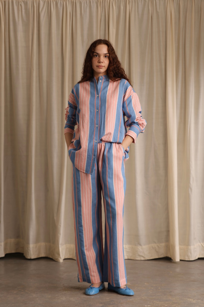 Lola Pants cotton by MASON AND MILL in blue color for women Worldwide