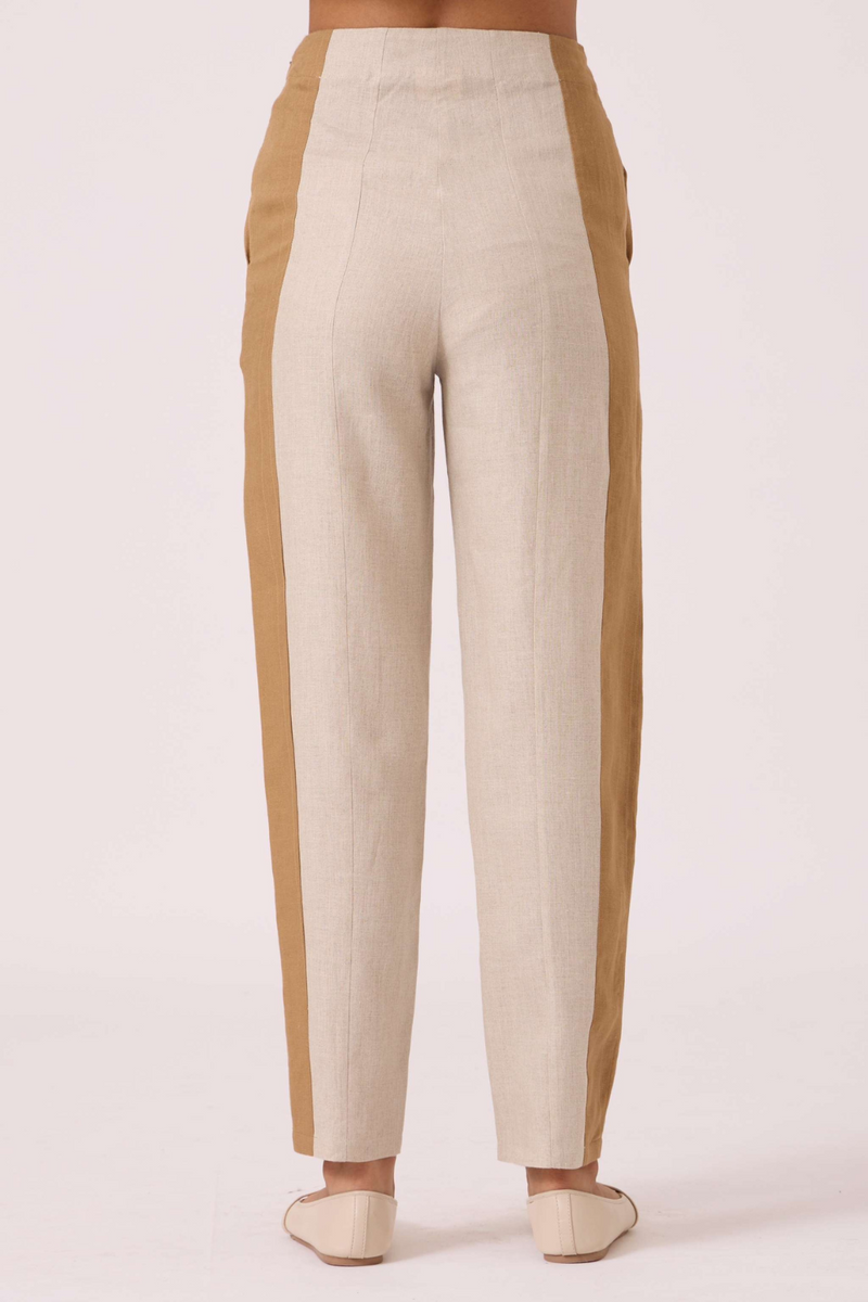 Tamara Linen Panelled Pants by The Summer House in blue color for women Worldwide