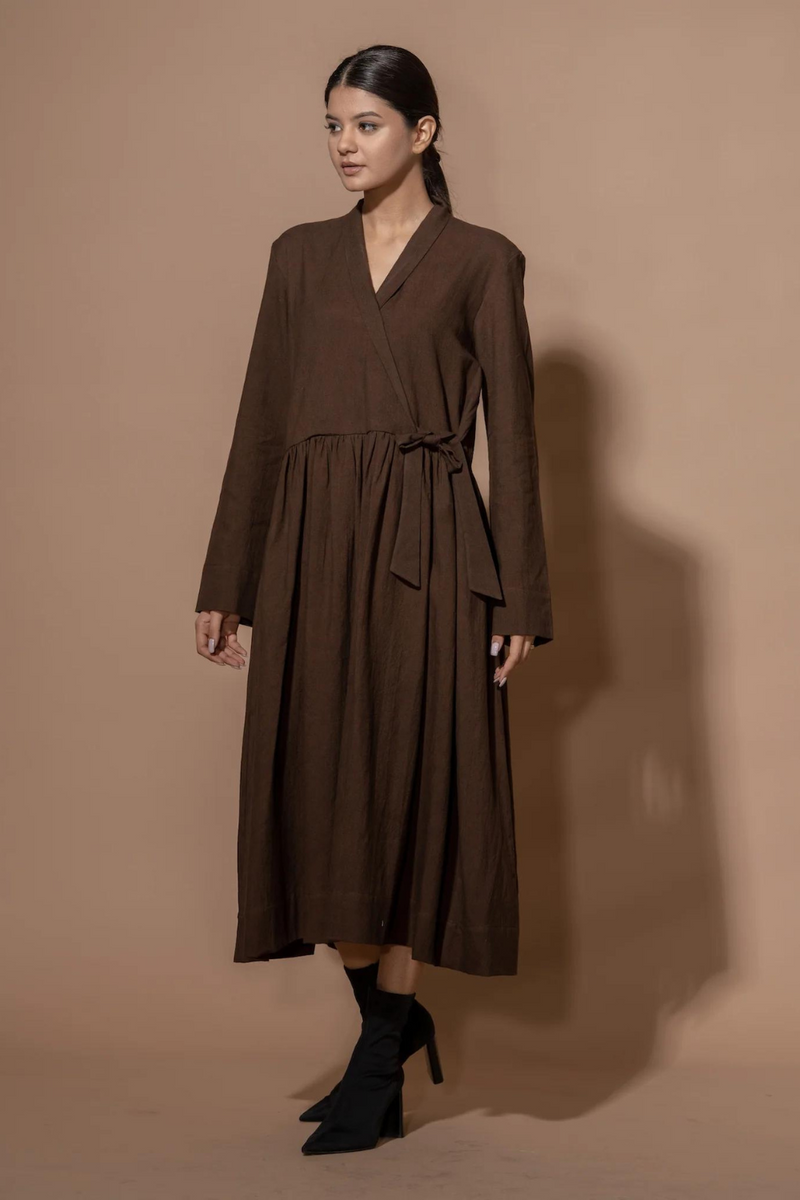 Sesame Dress cotton matty dresses by Stoique in brown for women Worldwide