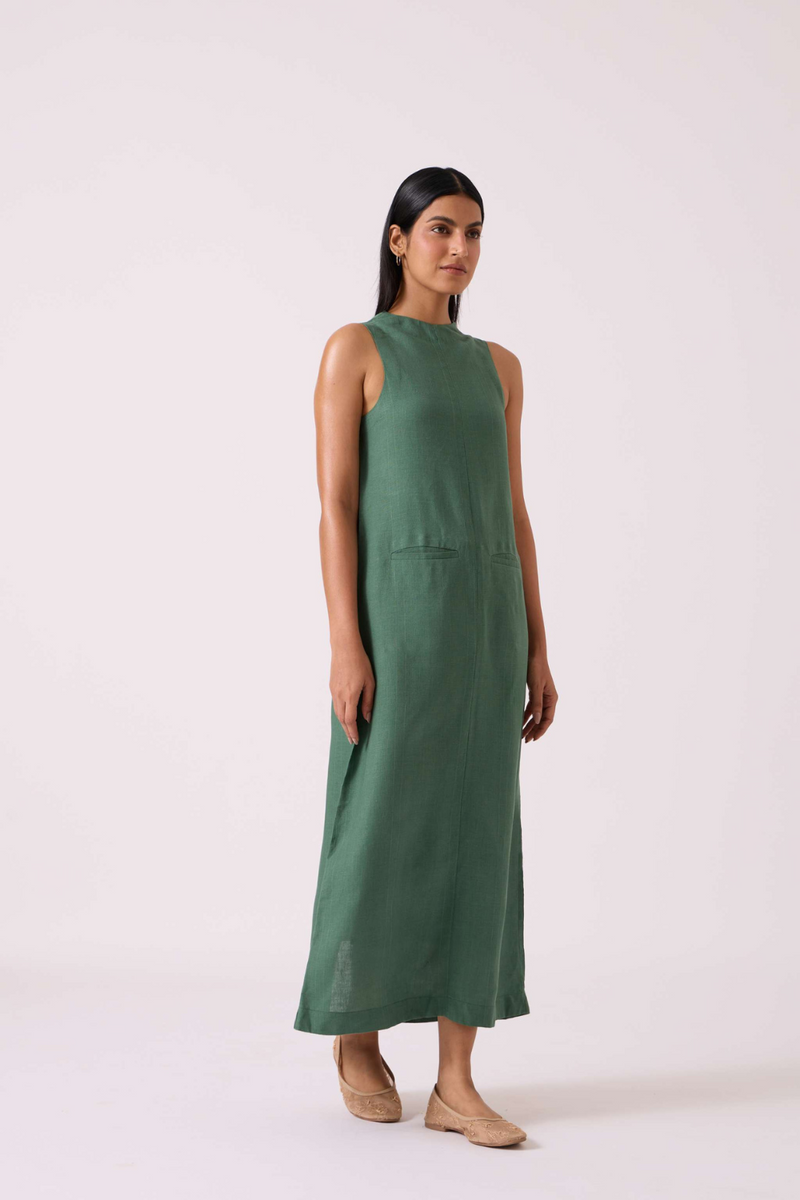 Pierre Green Linen Dress linen by The Summer House for women Worldwide