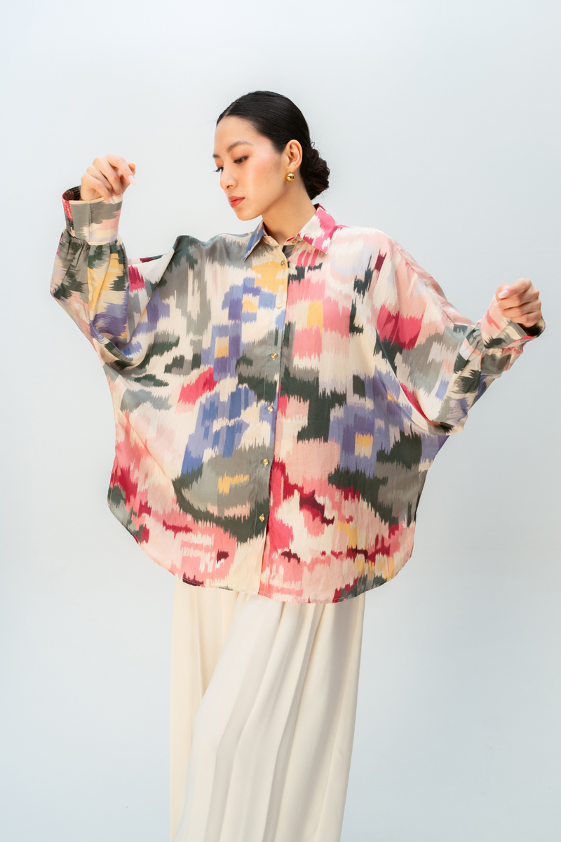 PEACH HAZE SHIRT silk top/shirt by Ode to Odd in multi for women Worldwide