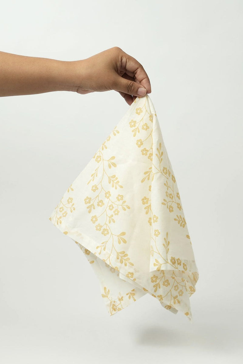 Chameli Napkin, Yellow (Set of 4) 100% cotton by Minimal Indian for Worldwide