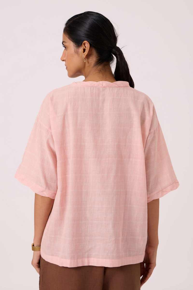 Laurie Pink Handwoven Top cotton by The Summer House in blue color for women Worldwide