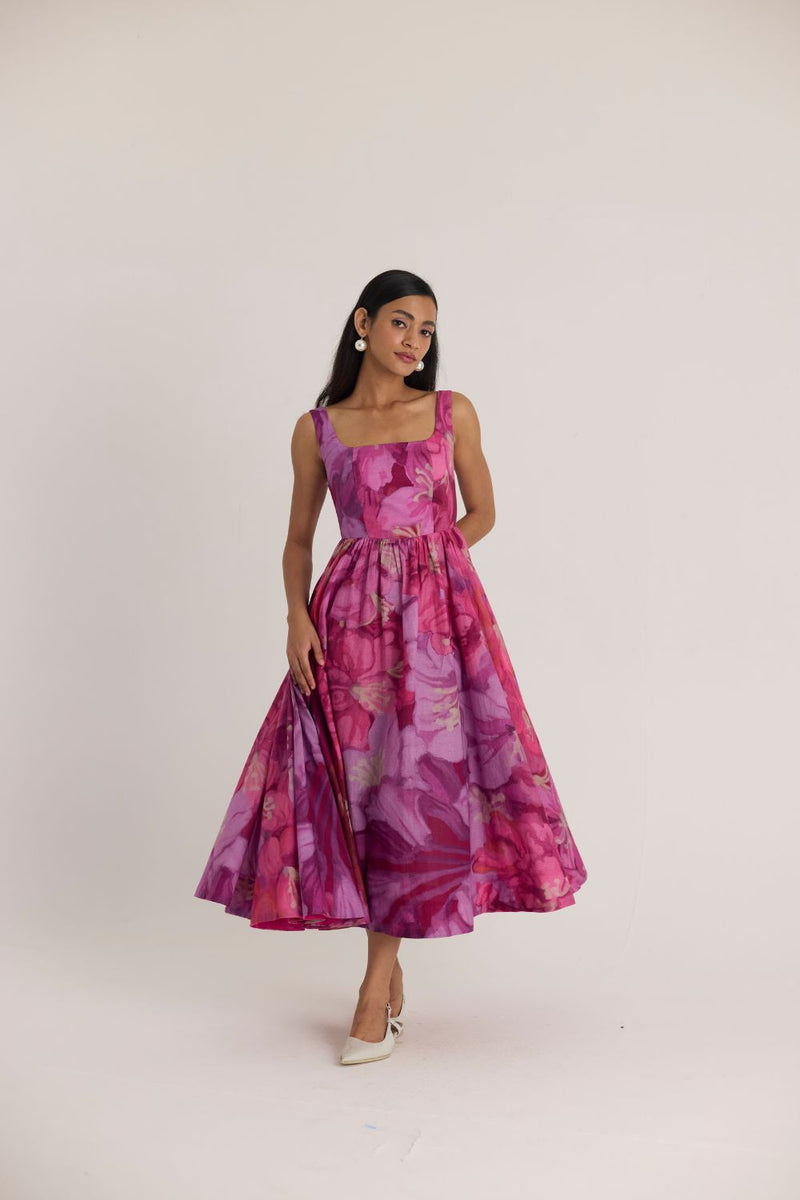 VIOLET CHERRY DRESS cotton by Yam in pink color for women Worldwide