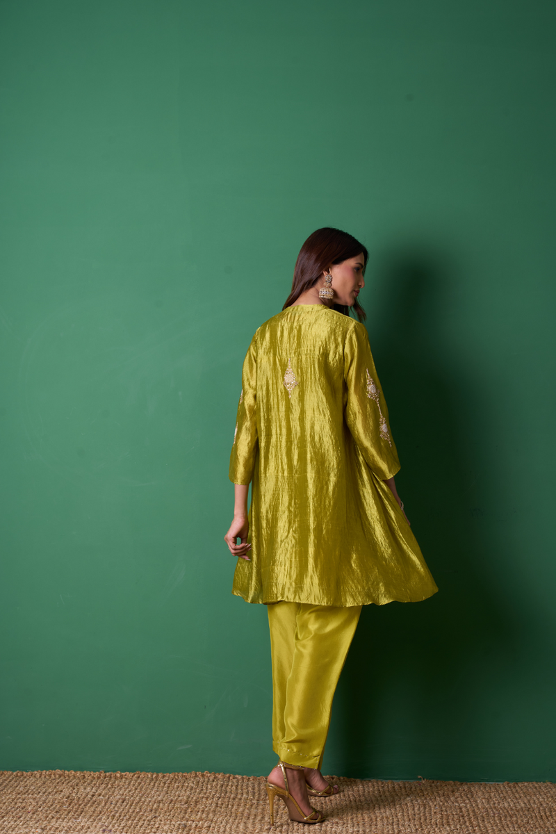 Paradise Kurta Set - Mehandi silk by Priti Prashant for women Worldwide