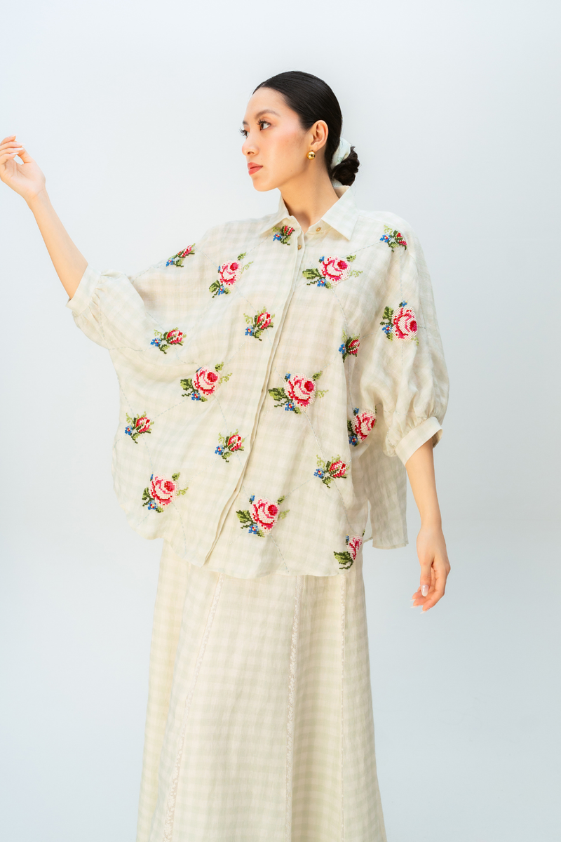 MORNING DUST SHIRT linen top/shirt by Ode to Odd in green for women Worldwide