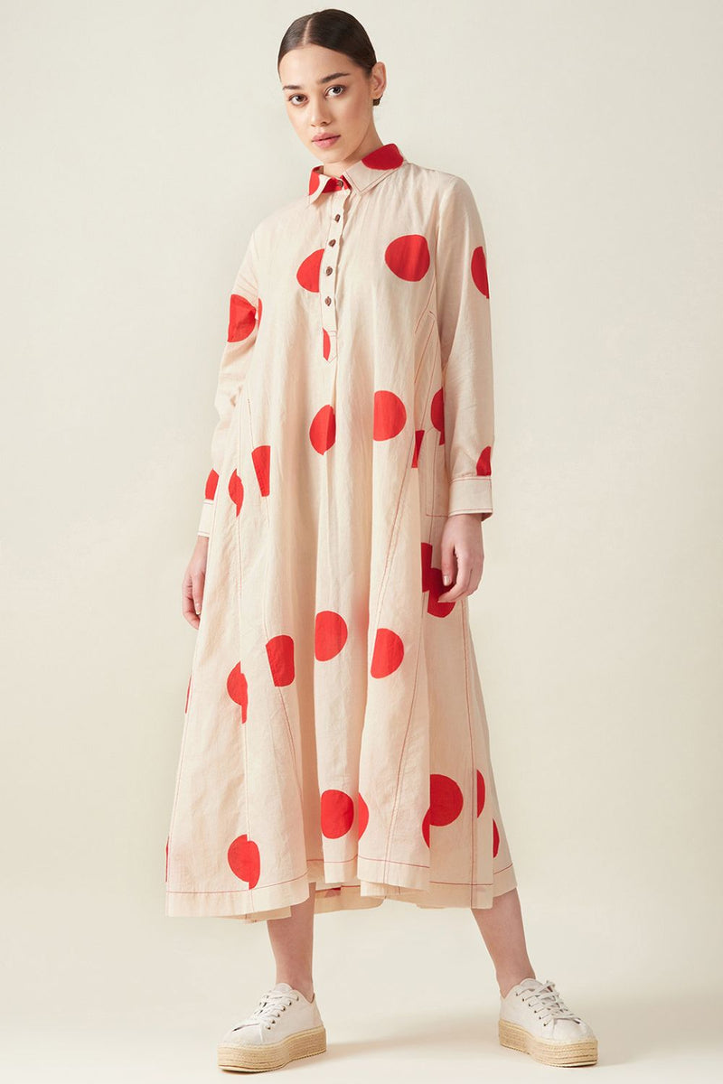 Polka Dress cotton Artisan made - Block Printed by Aavidi for women Worldwide