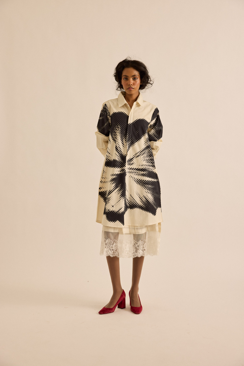 Baccara Shirt Dress poplin dress by Khara Kapas in off-white for women Worldwide