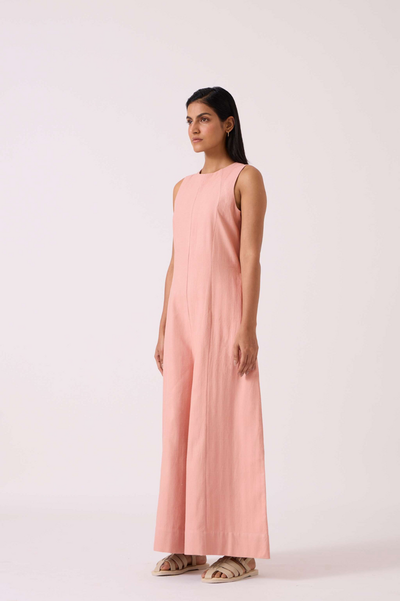 Vronsky Pink Handwoven Jumpsuit cotton by The Summer House in blue color for women Worldwide
