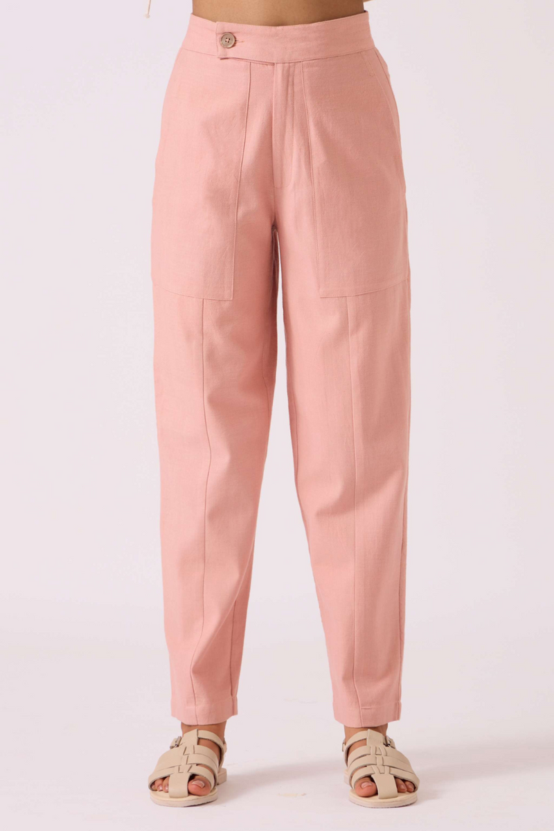 Victory Pink Handwoven Pants cotton by The Summer House in pink color for women Worldwide