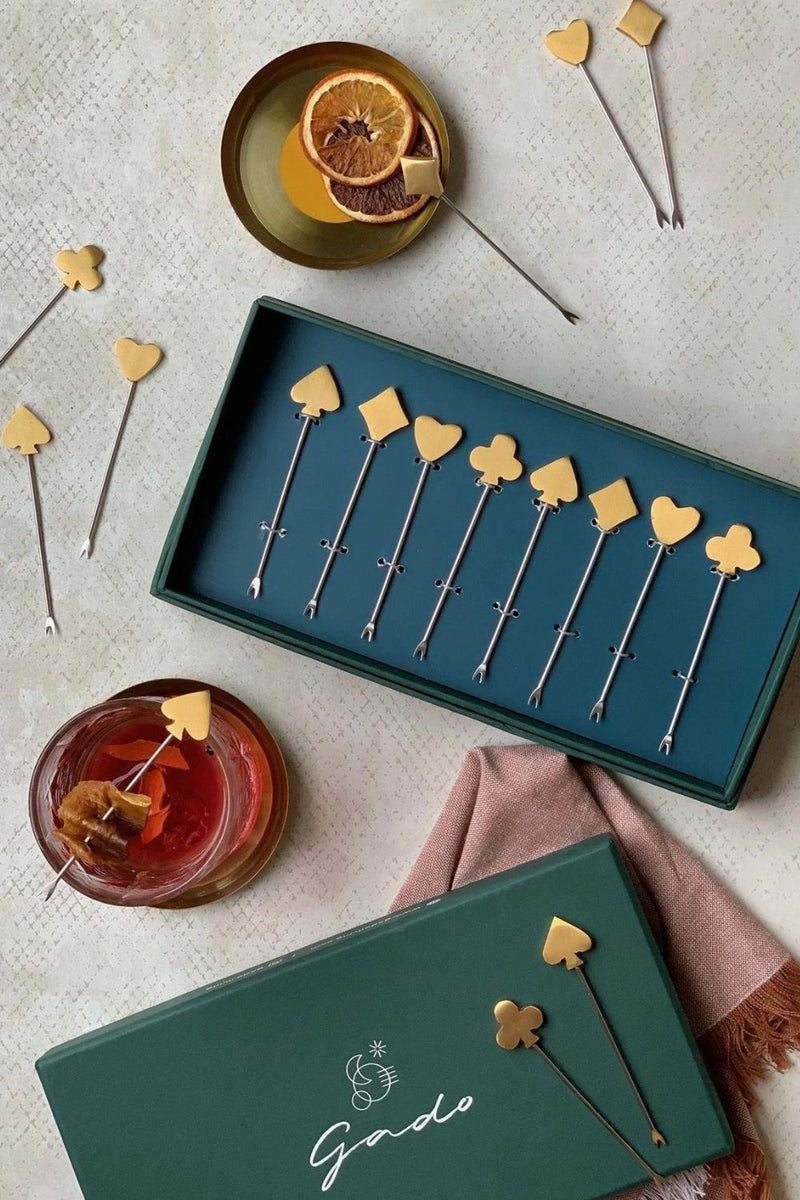 King little cocktail picks- Set of 8 linen by Gado Living for Worldwide