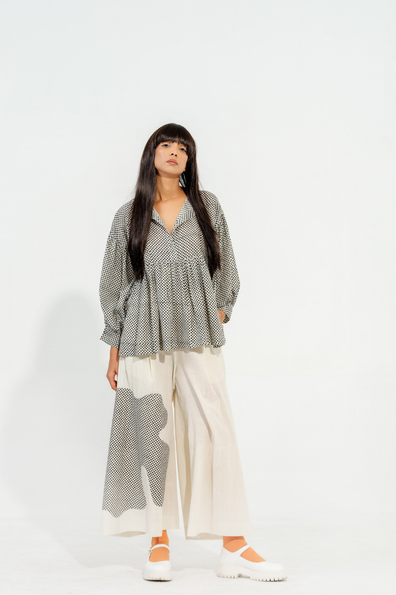 Camphor Top cotton muslin tops and shirts by Stoique in natural, black for women Worldwide