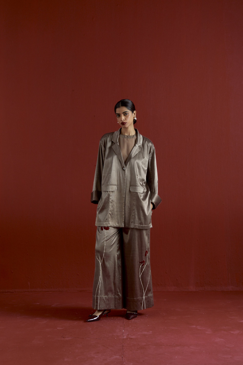 WIDE SLEEVE JACKET CO-ORD-CEDAR satin by THREE for women Worldwide