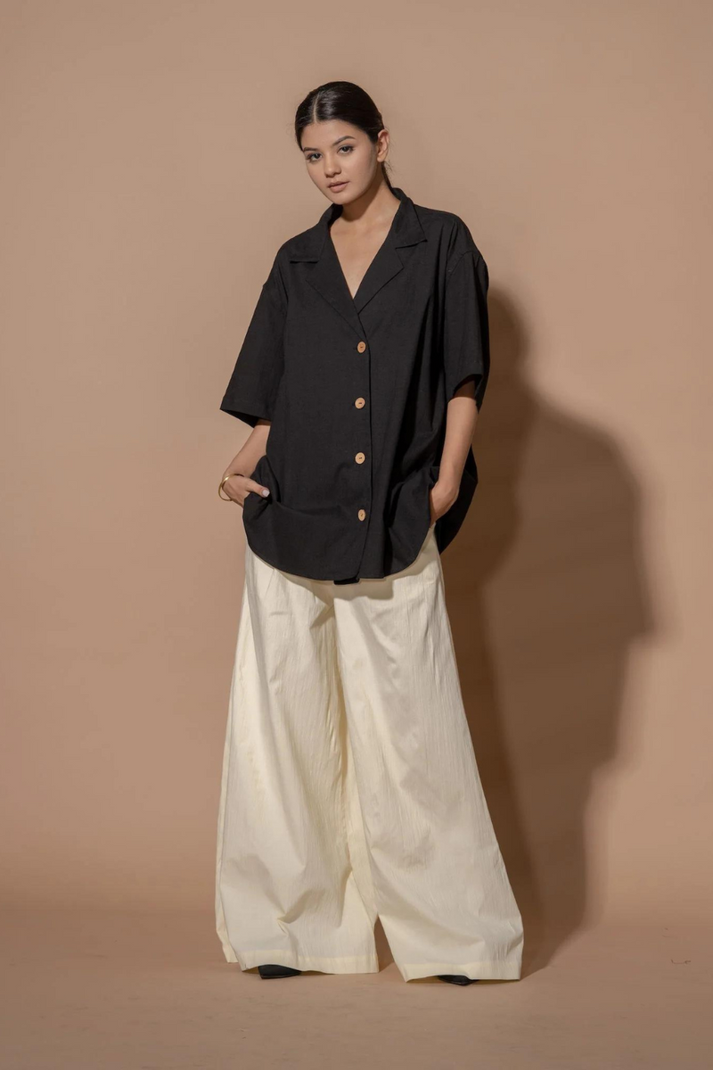 Lemongrass Shirt viscose lycra tops and shirts by Stoique in black for women Worldwide