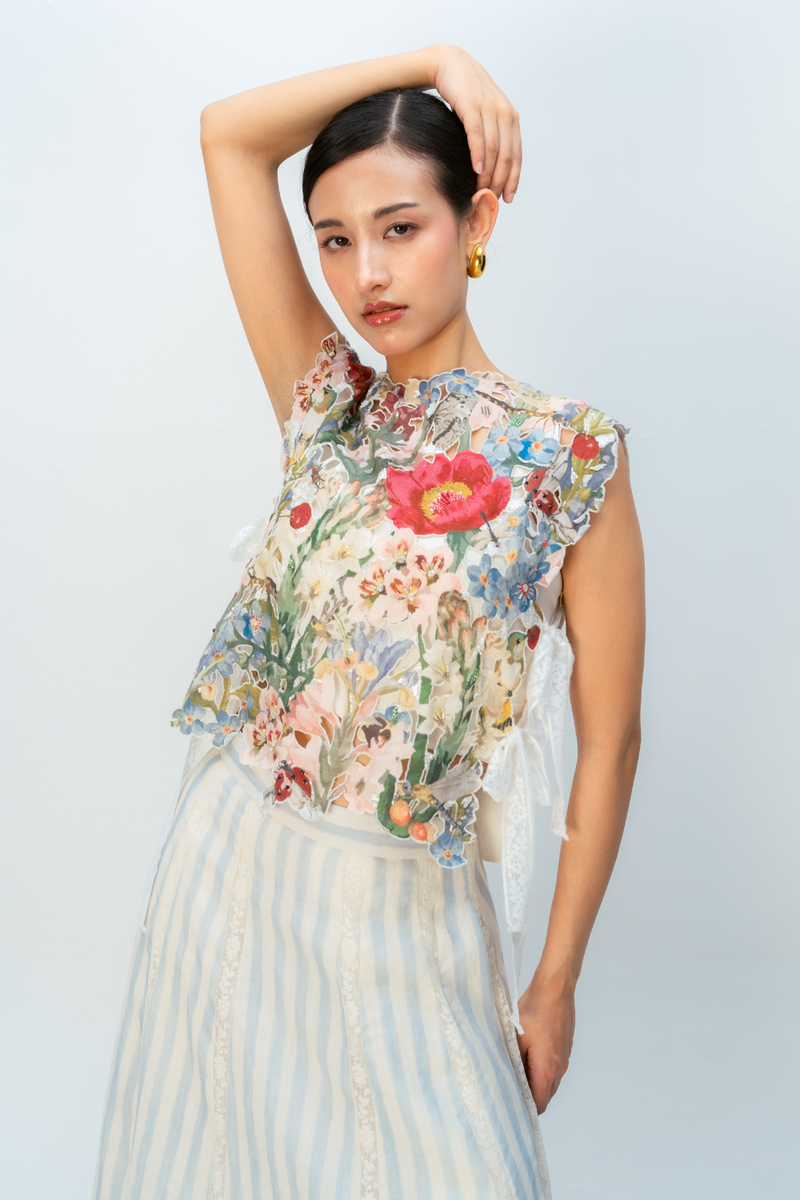 MORNING DEW BIB linen jacket/overlay by Ode to Odd in multi for women Worldwide