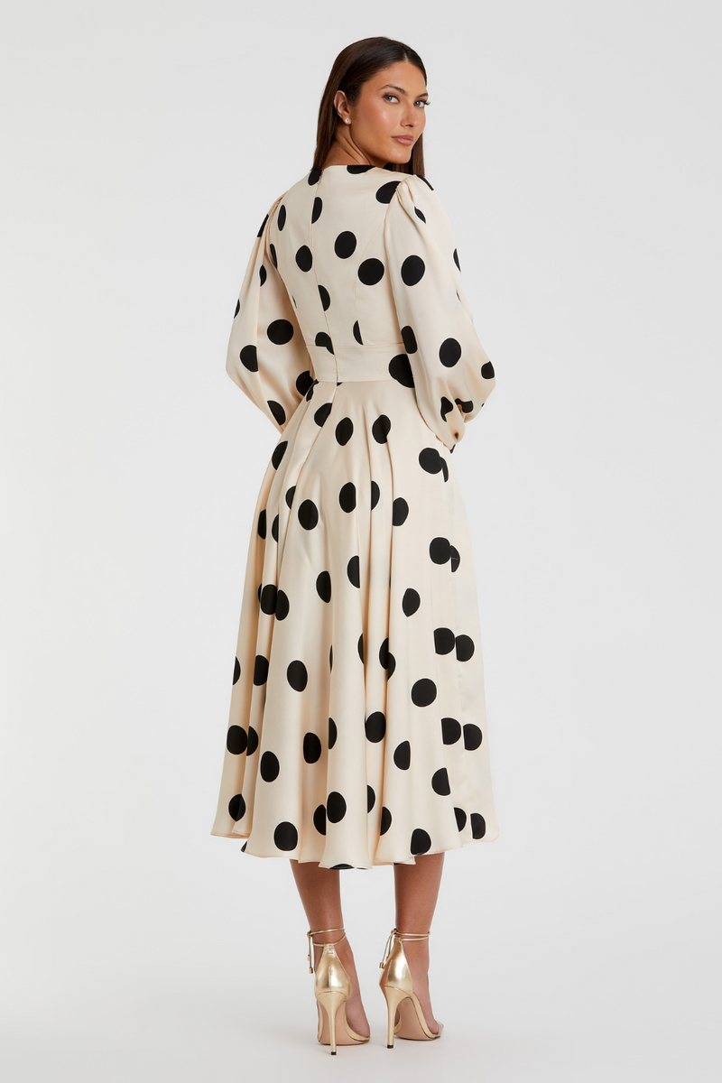 27542-Midi Dress-Cream Black by Mac Duggal in black color for women Worldwide