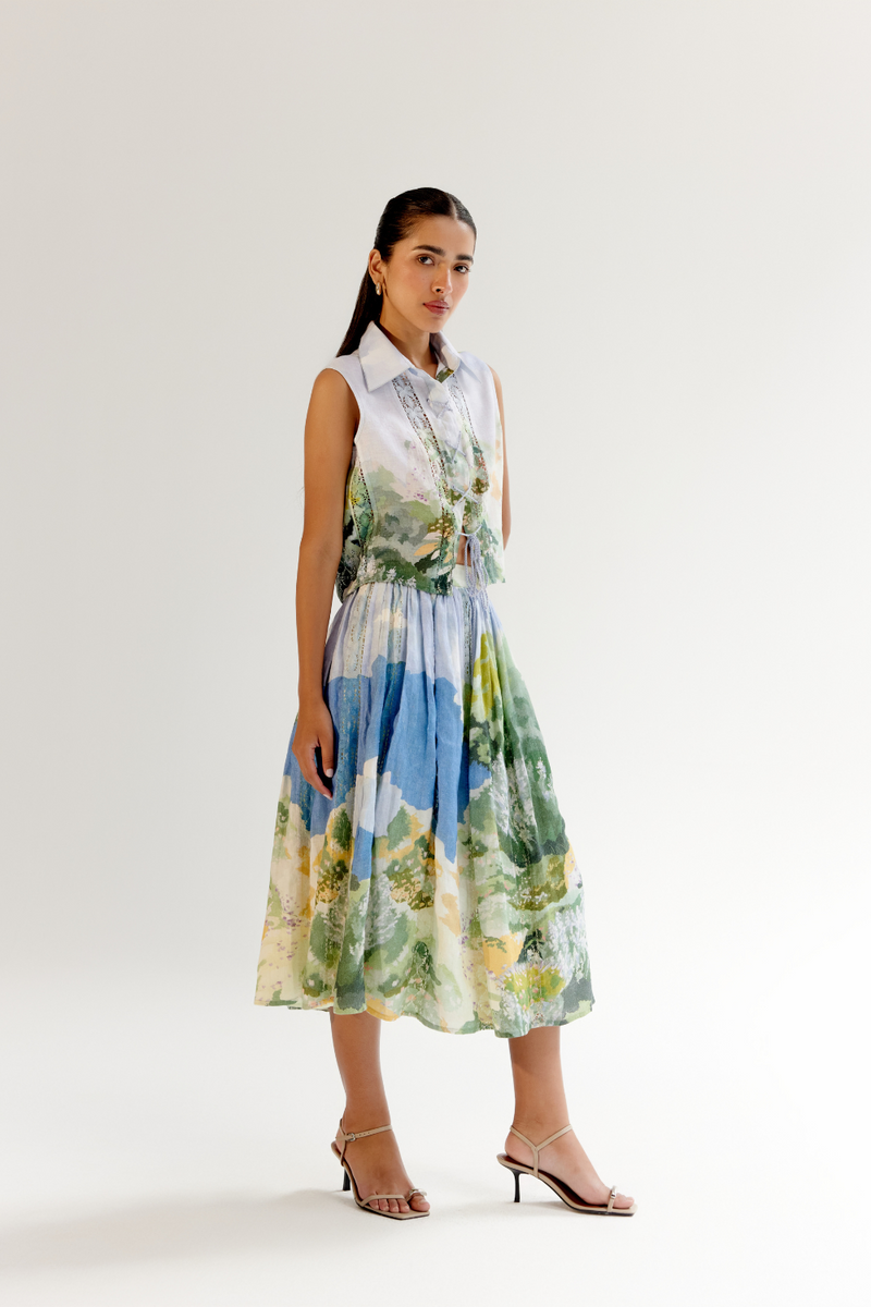 Freya Skirt - Forest linen by NOIB for women Worldwide