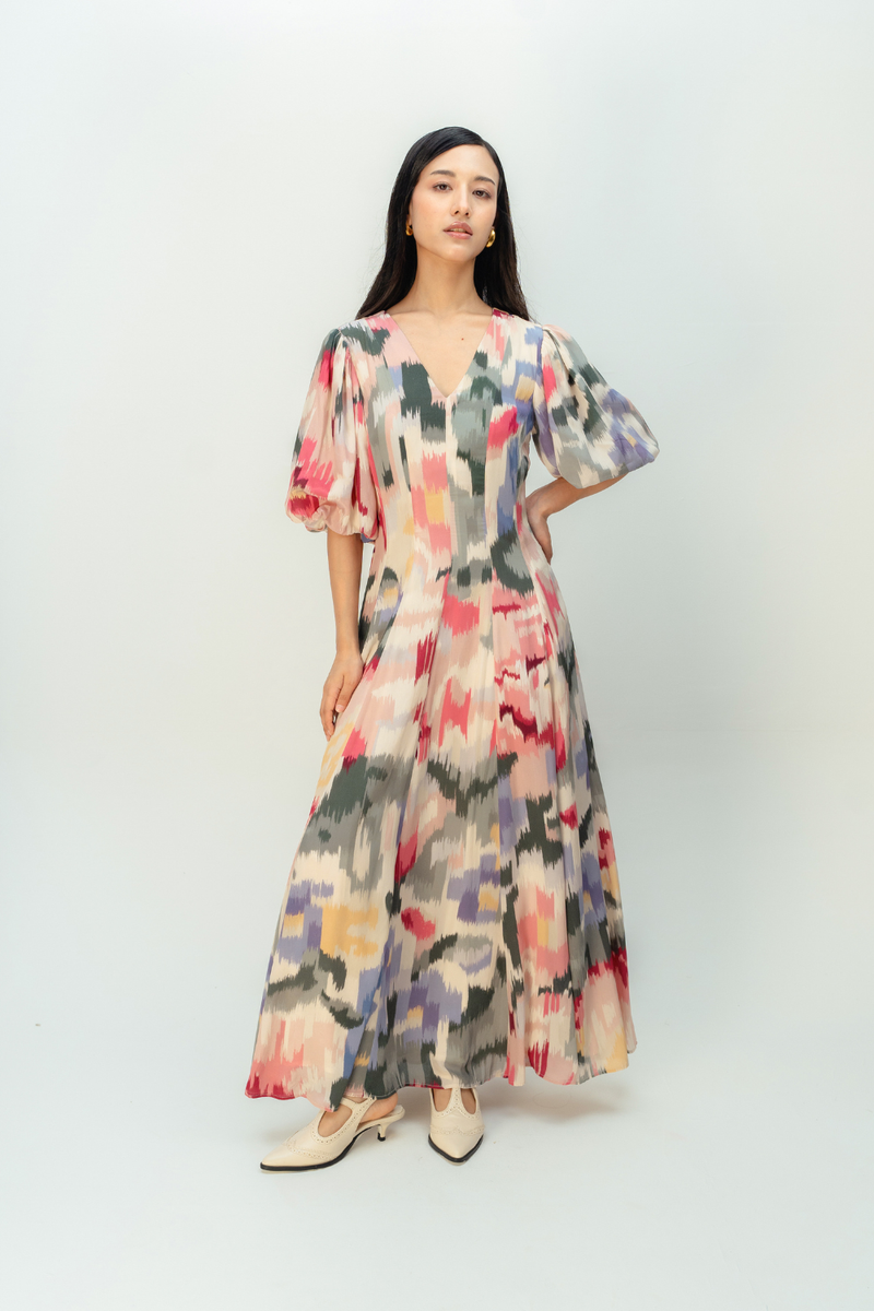 SUNWOVEN TALE DRESS crepe dress by Ode to Odd in multi for women Worldwide
