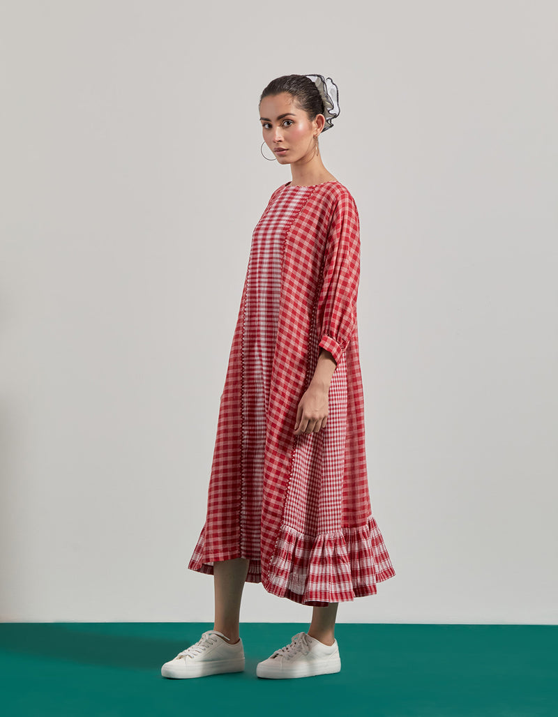 Elysian Red Dress gamcha dress by 145 East in red for women Worldwide