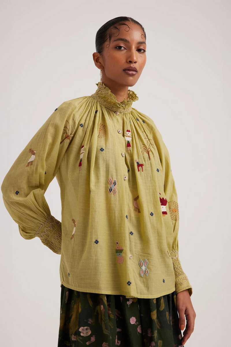 Farmer Top-Folk Green cotton by CORD for women Worldwide