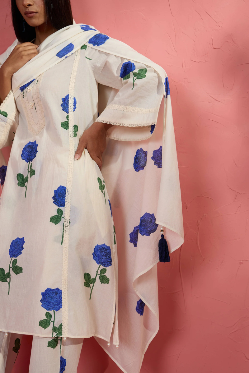 Fi Rose Dupatta cotton cambric dupatta by AAVIDI for women Worldwide