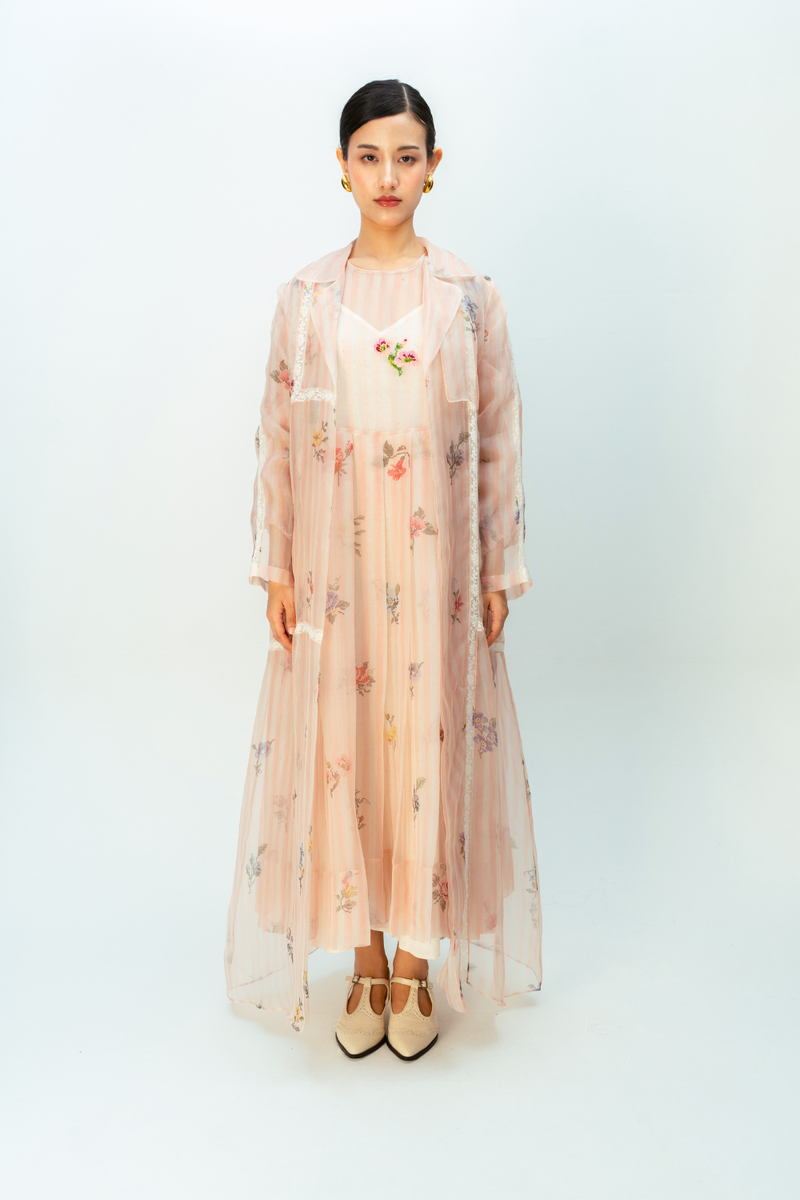 SUNLIT MEADOW TRENCH silk organza jacket/overlay by Ode to Odd in blush pink for women Worldwide