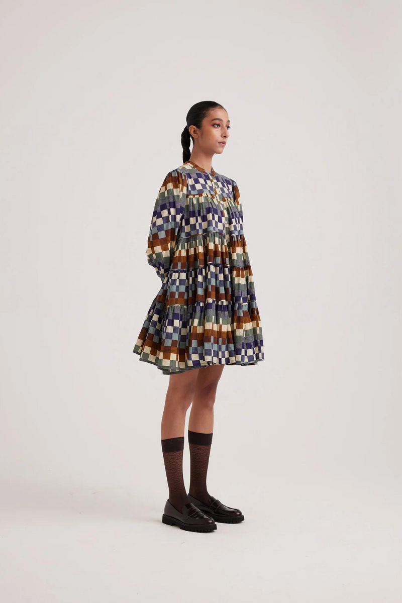 Tier Dress-Checkers cotton by CORD for women Worldwide