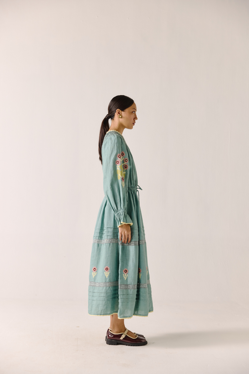 Edith Dress - Pale Blue Pixel Applique by CORD in blue for women Worldwide