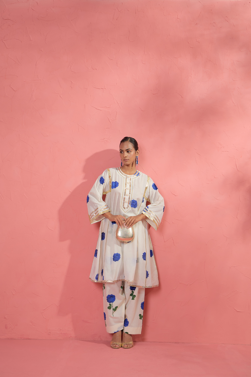 Fi Rose Gota Set cotton cambric light kurta set by AAVIDI in multicolor for women Worldwide