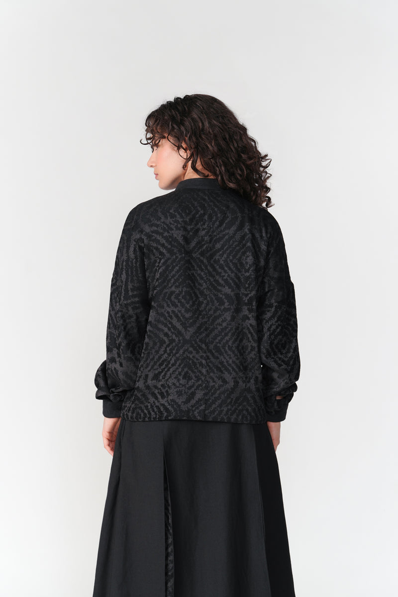 Jacquard Chenille Short Jacket jacket/overlay by Turn Black in black for women Worldwide