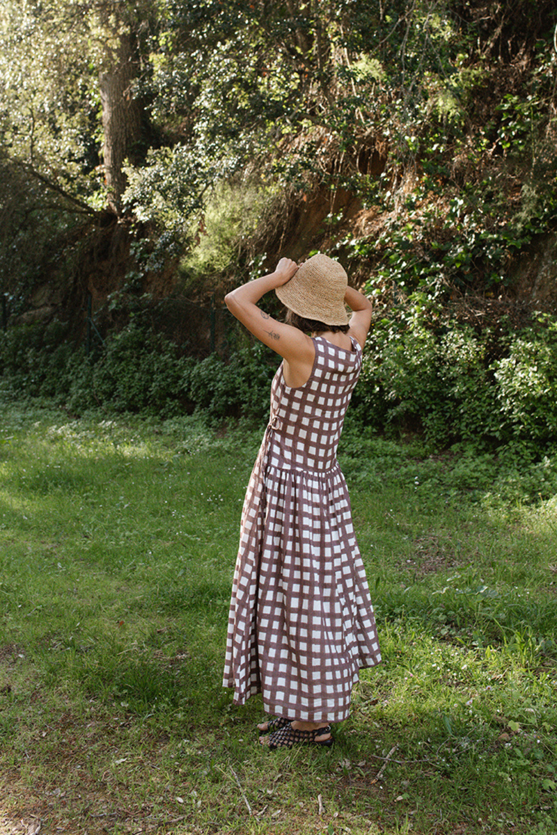 The Gingham Wrap Dress handwoven cotton dress by World of Crow in multicolor for women Worldwide