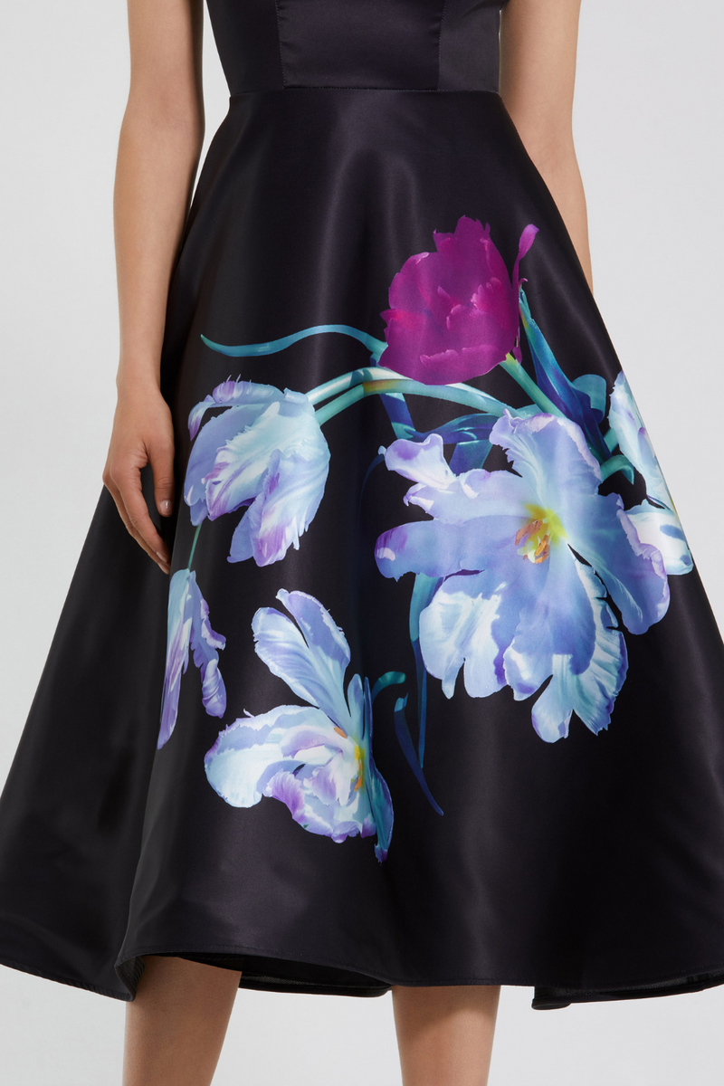 20995-Floral Print-Black Multi mul by Mac Duggal in black color for women Worldwide