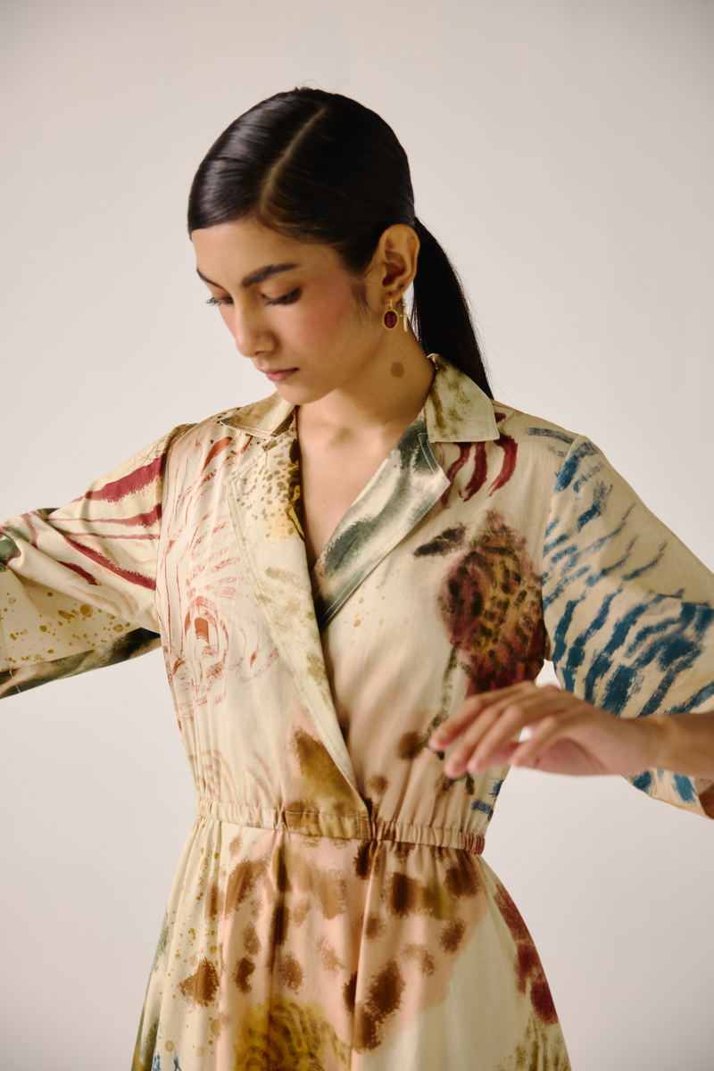 Print Blocked Dress - Abstract cotton by CORD for women Worldwide