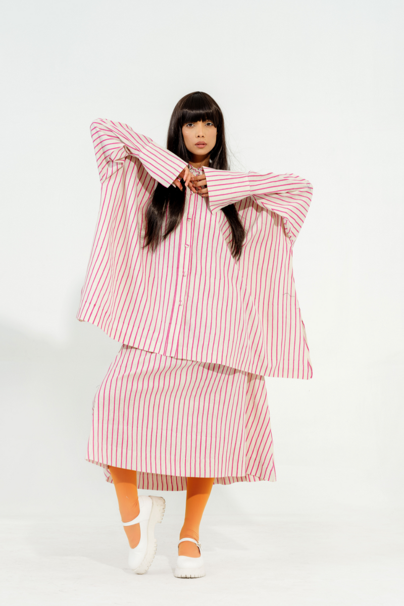Lavender Shirt cotton muslin tops and shirts by Stoique in natural, pink for women Worldwide