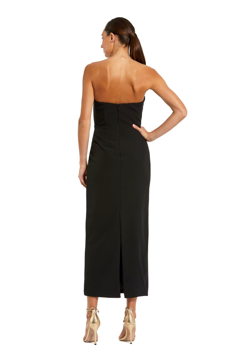 2283-Crepe Ankle Dress-Black Ivory by Mac Duggal in black color for women Worldwide