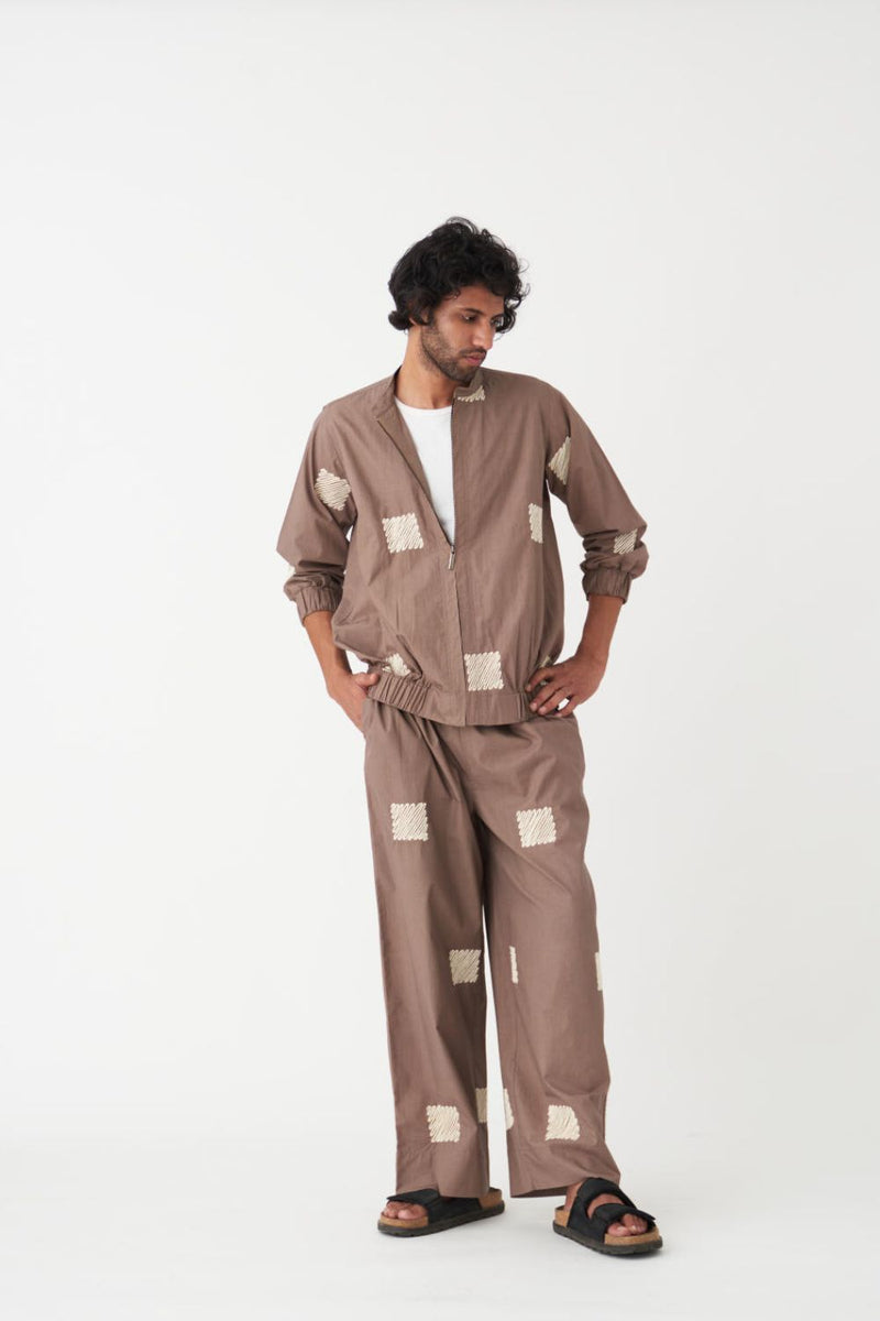 EMB. BOMBER JACKET CO-ORD (Set Of 2) - CEDAR