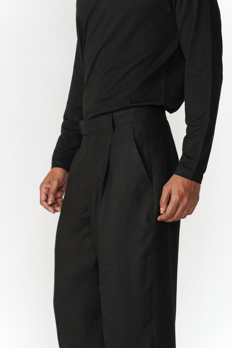 Mid Waist Tapered Pants pant/trouser by Turn Black in black for men Worldwide
