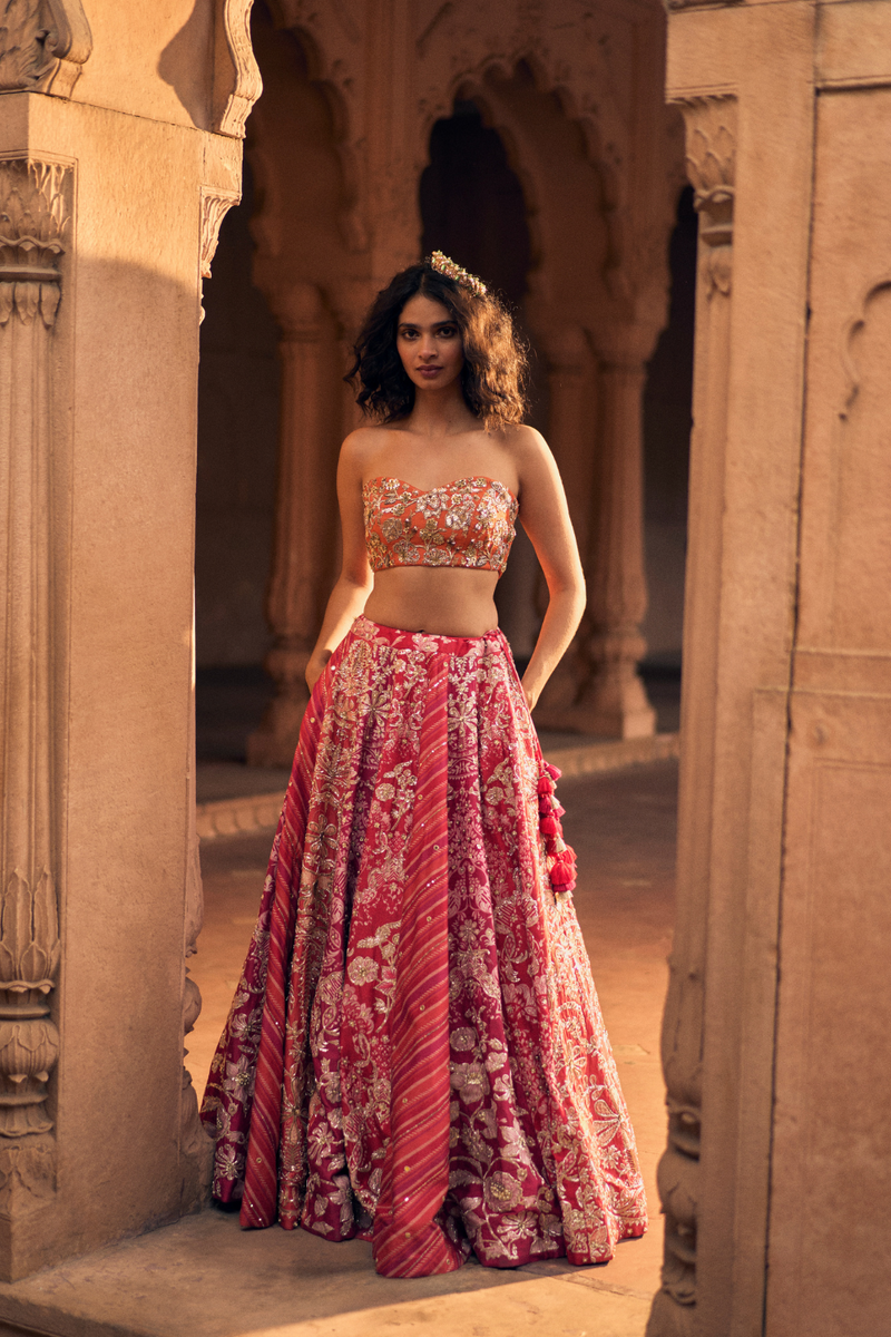 PH-2480 
Bustier
Lehenga 
Dupatta Set by Paulmi & Harsh for women Worldwide