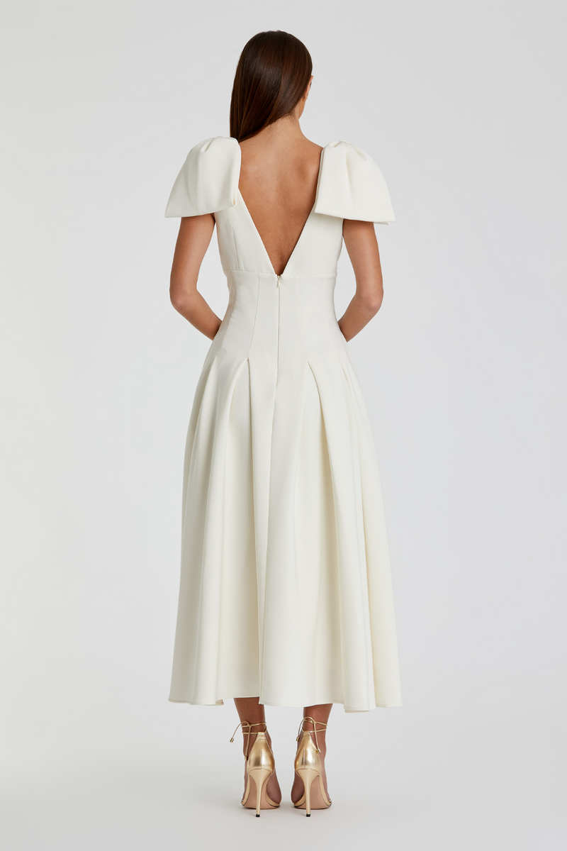 21046-Dress with Bow Straps-Ivory by Mac Duggal in ivory color for women Worldwide