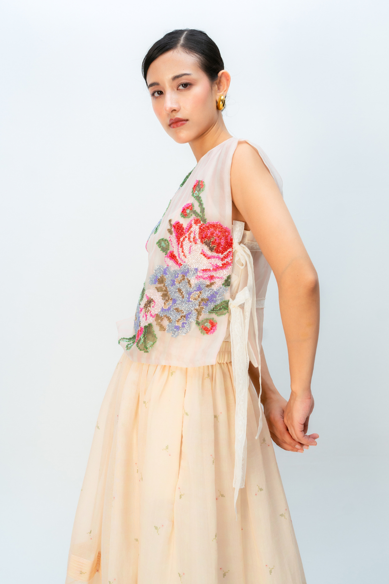 WILD MOSS BIB silk organza jacket/overlay by Ode to Odd in blush pink for women Worldwide