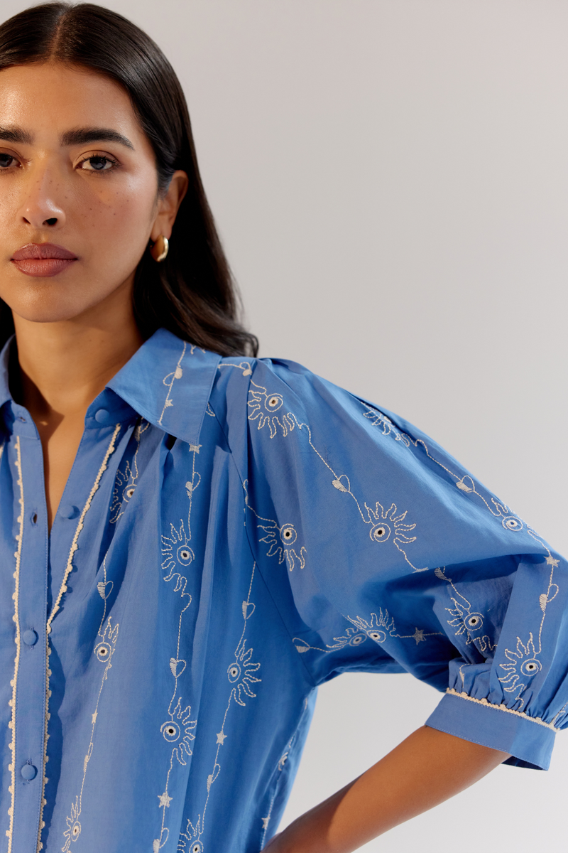 Rosa Mini - Blue poplin by NOIB for women Worldwide