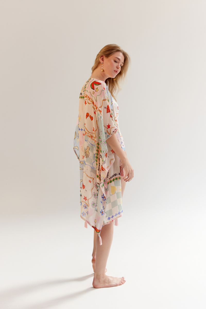 June Coverup (long) - Boardgame georgette by NOIB for women Worldwide