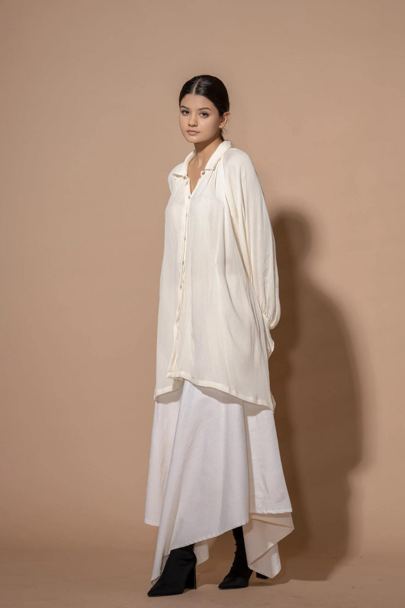 Fennel Skirt viscose lycra skirts by Stoique in off white for women Worldwide