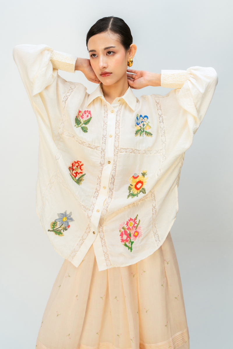 SUMMER LANTERN SHIRT silk top/shirt by Ode to Odd in off white for women Worldwide