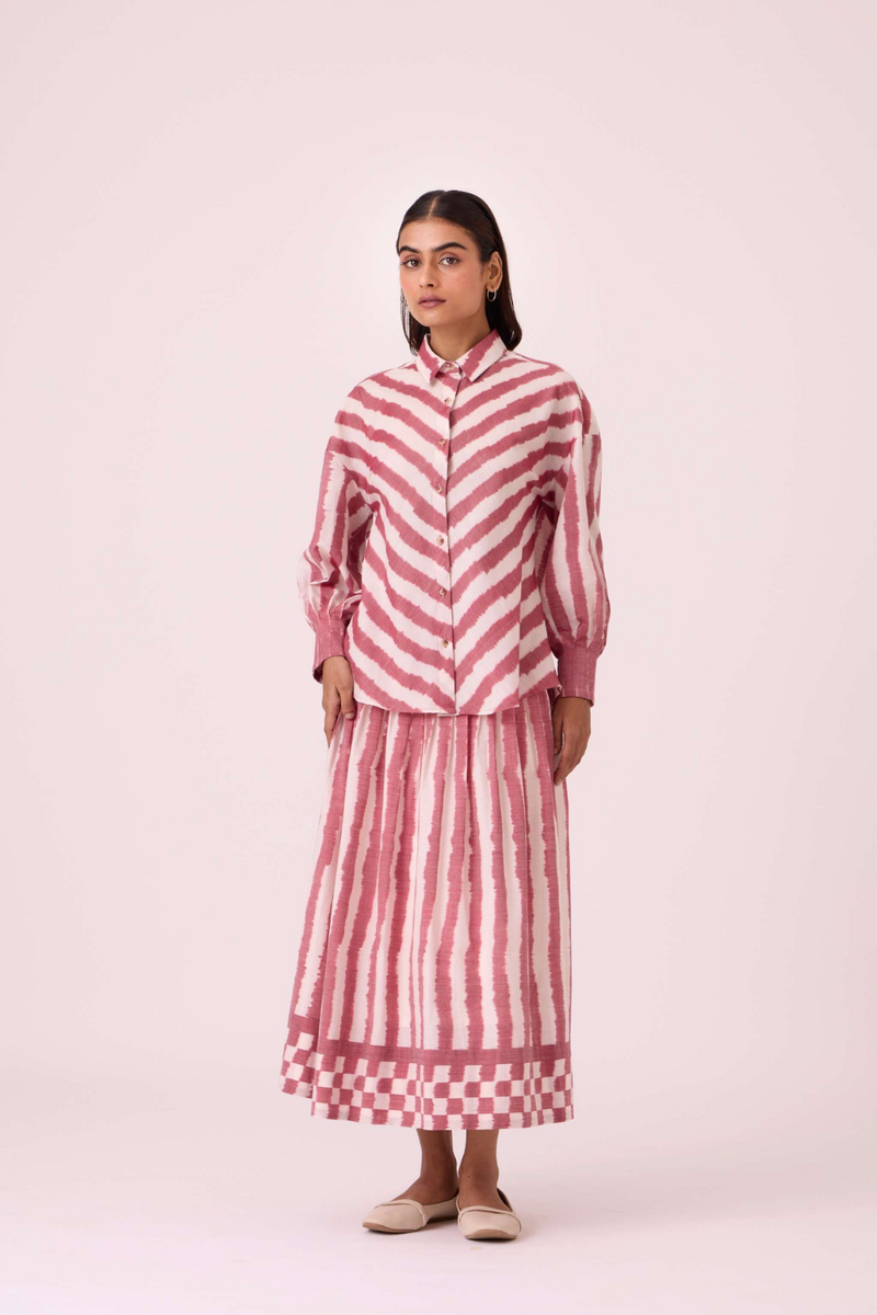 Levin Rhubarb Striped Ikat Skirt cotton by The Summer House for women Worldwide
