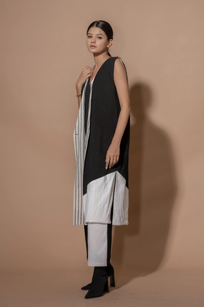 Sage Jacket viscose lycra + 100% cotton jackets and overlays by Stoique in black, off white for women Worldwide