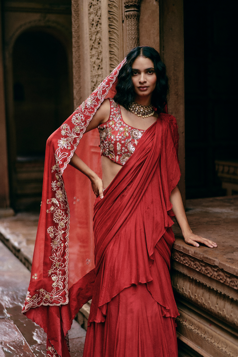 PH-2476 Saree Blouse Belt Set by Paulmi & Harsh for women Worldwide